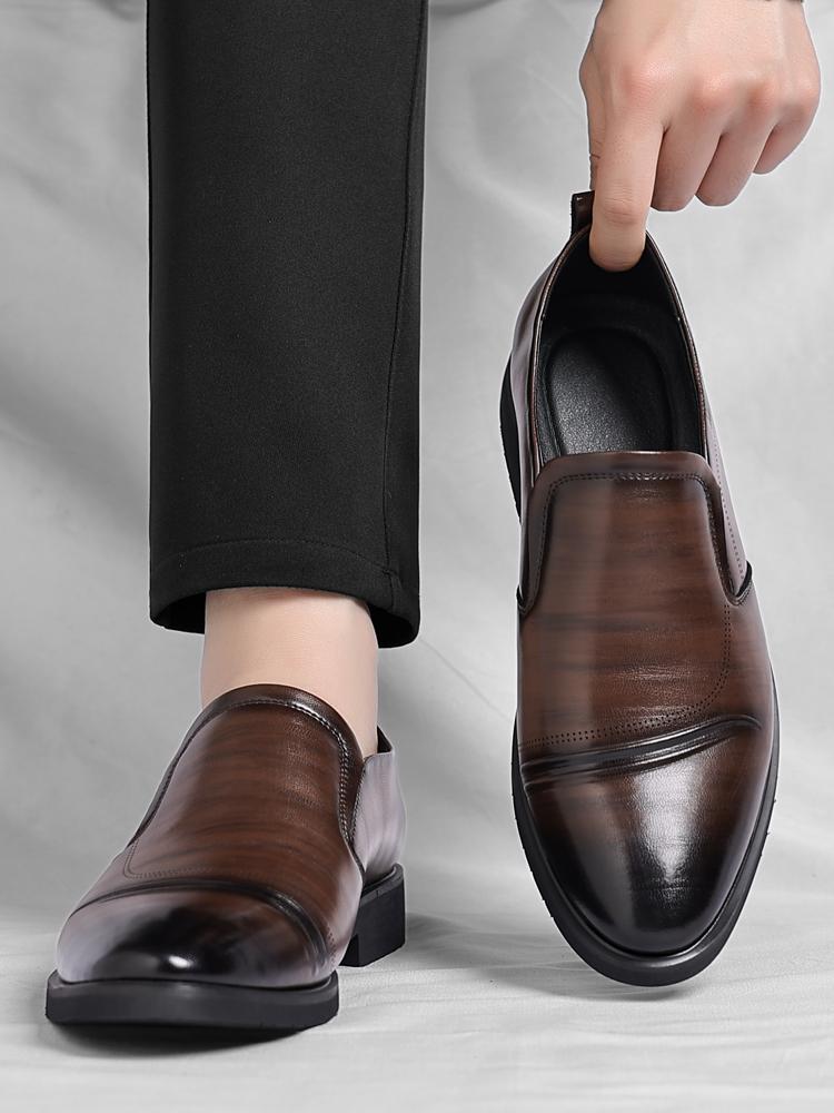 Men’s Classic Faux Leather Slip-On Ankle Dress Loafers - Business Formal Office Footwear with Rubber Sole, Wedge Design, Father’s Day Gift Option, US 10.5 (CN 45, 27.5cm Length)