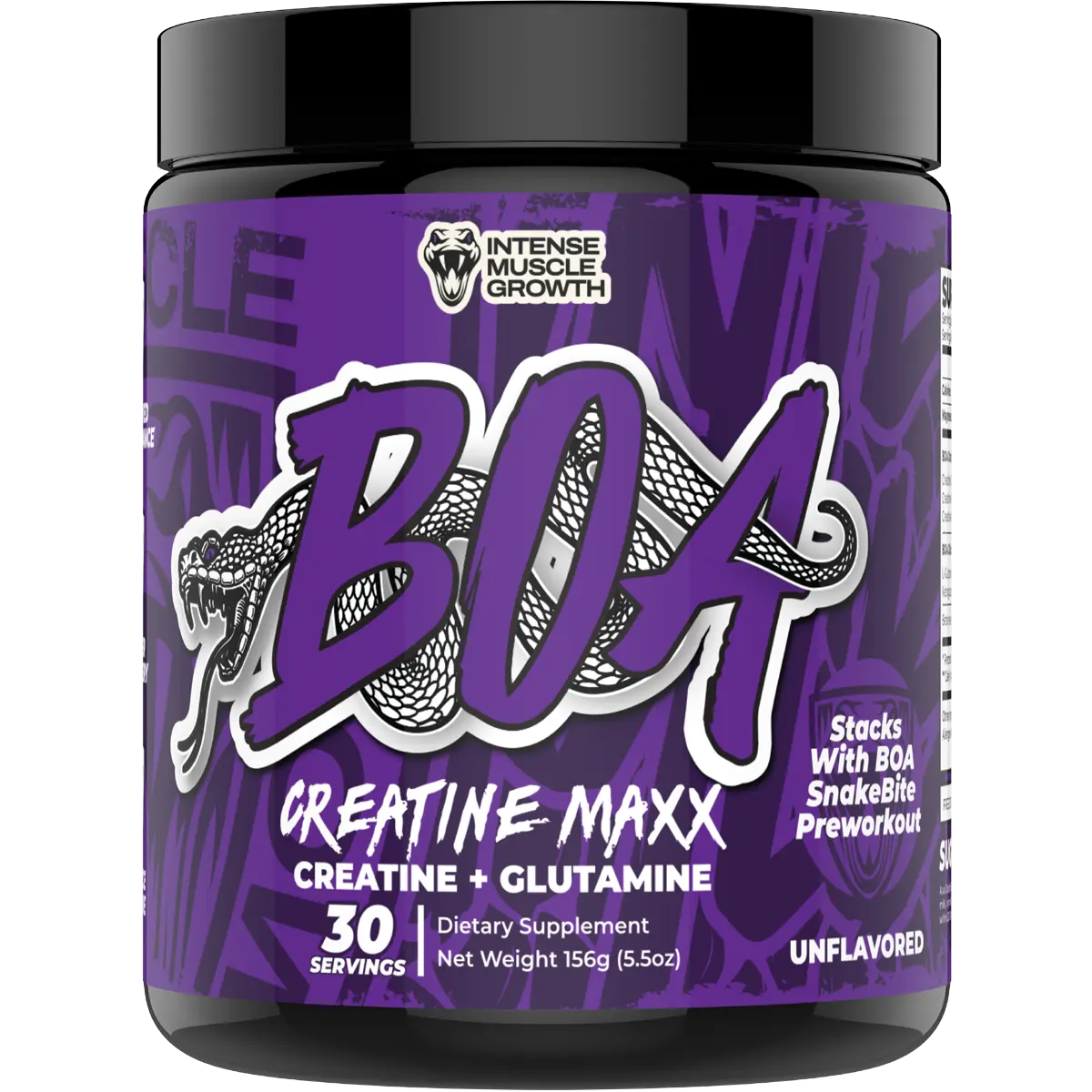 BOA Creatine Maxx Powder | Creatine + Glutamine Blend | Muscle Recovery & Performance Support | Unflavored | 30 or 60 Servings