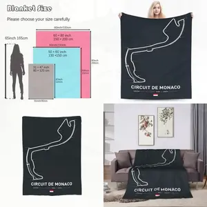 Circuit de Monaco Track Map - Soft Flannel Blanket with Detailed Race Course Design Warm and Cozy for Living Room Office or Travel Dr All-Season Gift Blanket Office Dr|Monaco Circuit Design|Polyester Blanket