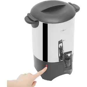 5.2L Stainless Steel Coffee Urn, 30-Cup Electric Coffee Maker, 1000W Fast Heating Beverage Dispenser Stainless Steel Coffee Maker with Removable Filter for Offices Hotels Home - Silver