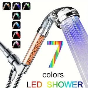 High-Pressure LED Shower Head With Handheld Filter For Dry Skin And Hair Loss Repair