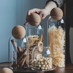 3-Piece High Borosilicate Glass Set with Wooden Lids, Ideal for Coffee Beans, Tea, Spices, Kitchen & Camping Use, Food Storage Jar, Glass Food Container