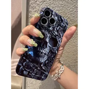 Halloween Gothic Skull Full Coverage Smooth Shockproof Hard Shell Protective Case for iPhone17 Pro Max/17 Air/iPhone16 15 14 13 12 11 PRO PLUS MAX Four Corner Anti-drop Protection Phone Case for Girls, Suitable for Gifts