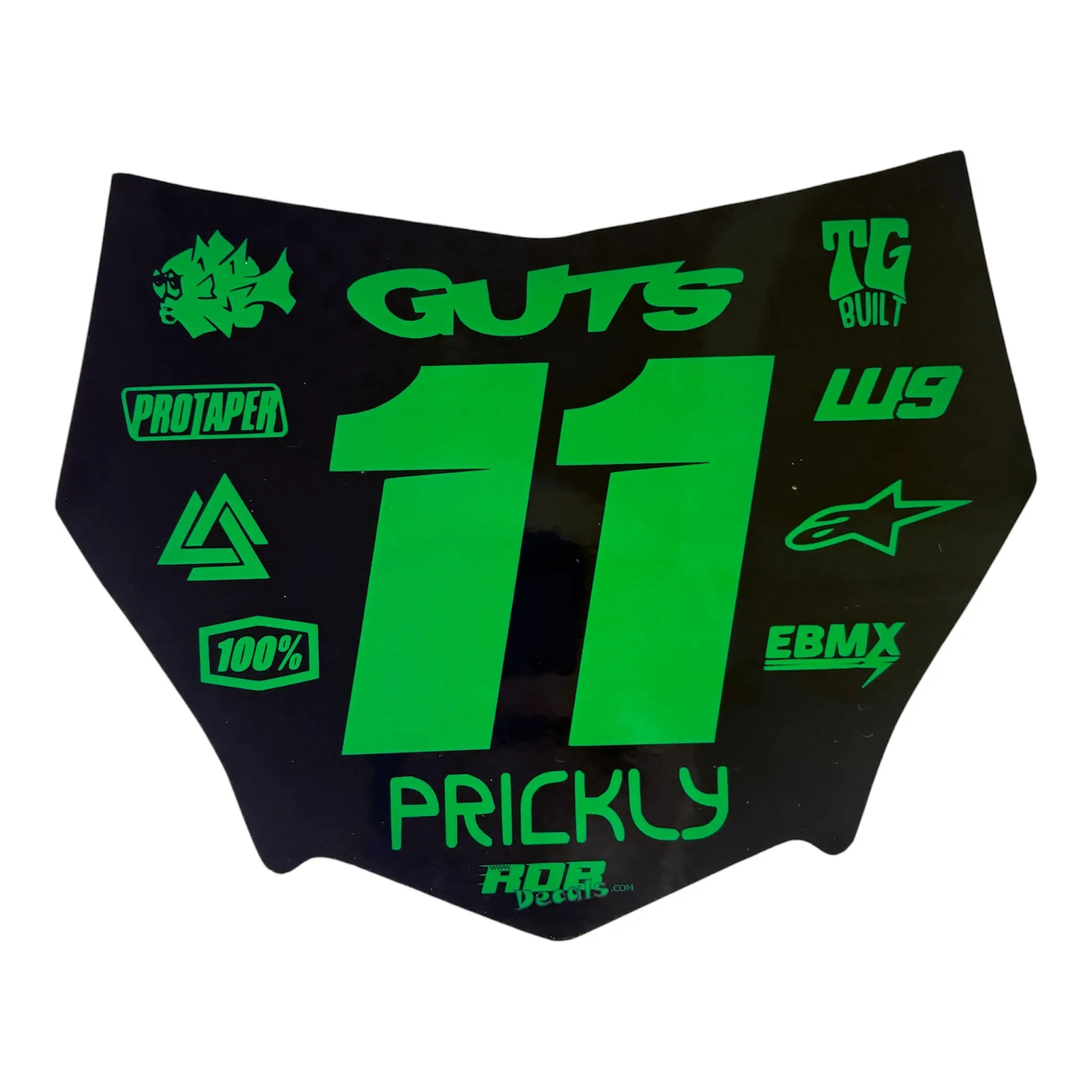 MotoCutz Plate Decal — 11 Logo — Green