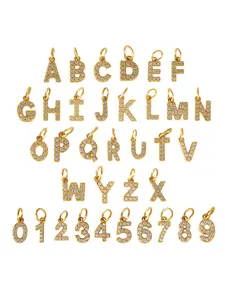 European and American Style 304 Stainless Steel 26 English Letters Full-Diamond Pendant Accessories for DIY Handmade Earrings