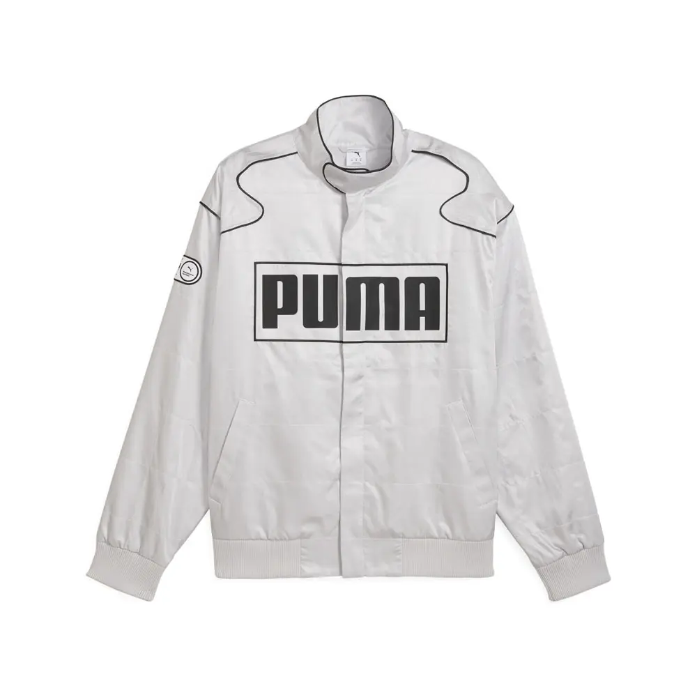 PUMA Mens Archive Seasonal Relaxed Racer Jacket Athletic Outerwear Casual - Grey