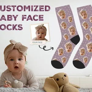 Custom Baby Face Socks, Personalized Christmas Gift for Husband Wife Mom Dad Grandma Grandpa, Funny Photo Socks, Stocking Stuffer-Bonniesine-Coolcoolgift