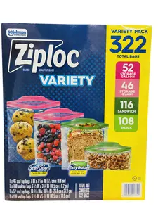 Ziploc 322ct Variety Pack – Storage Gallon, Storage Quart, Sandwich & Snack Bags
