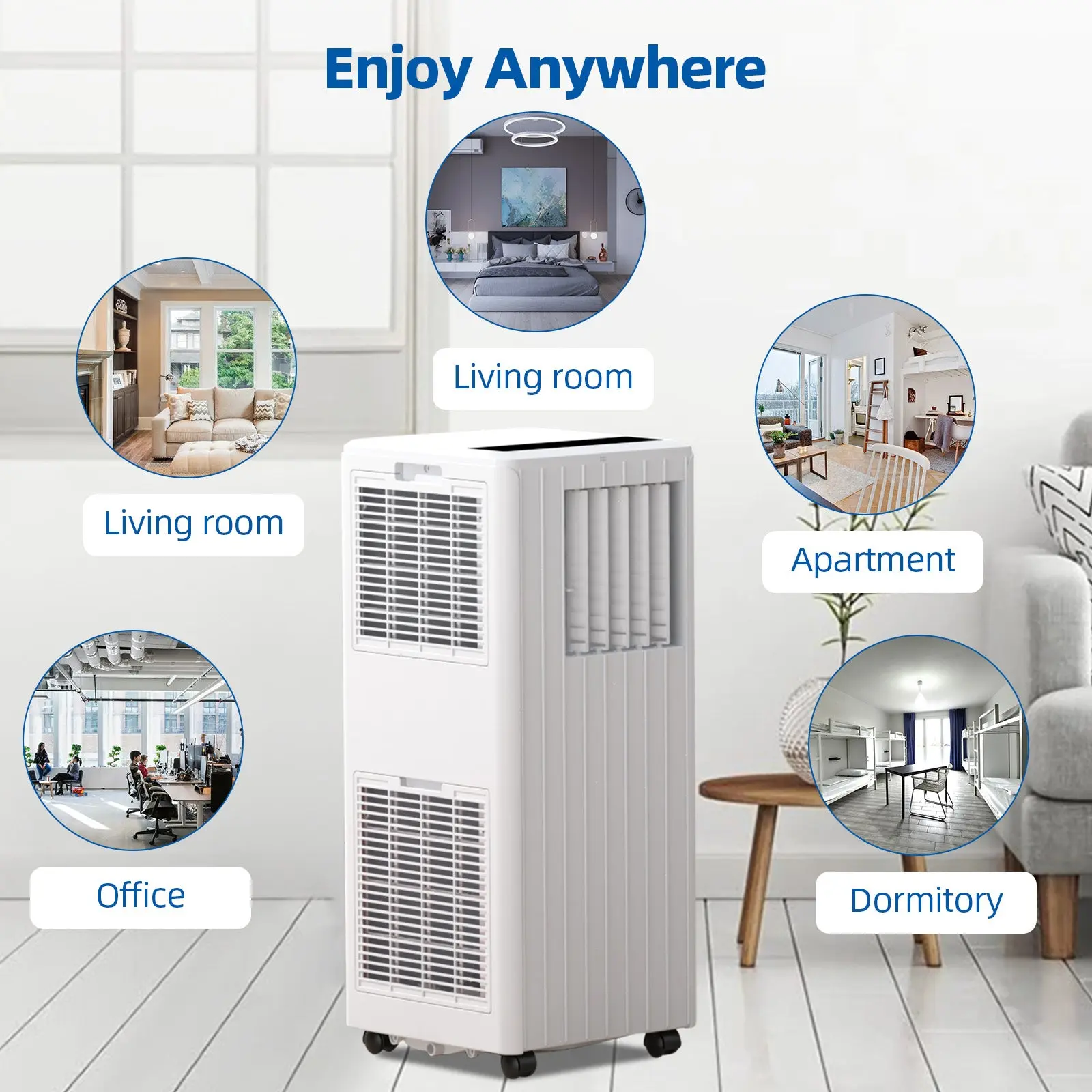 GARVEE 8000 BTU Portable Air Conditioner - 3-in-1 Unit with Remote Control, 2 Cooling Speeds, Ideal for Rooms Up to 350 Sq.Ft, Available in Gray, White, and White & Black Options
