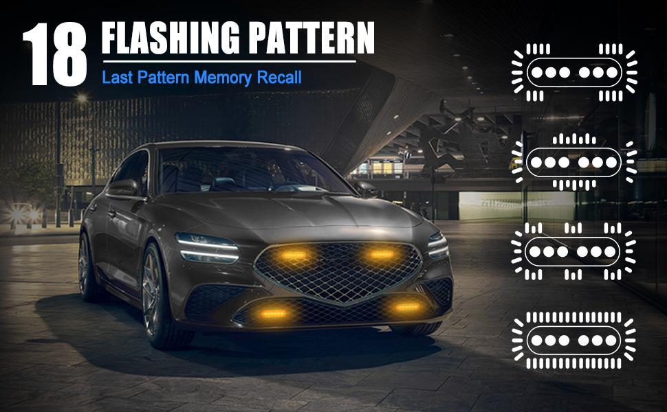 DIBMS LED Strobe Warning Lights - Amber Yellow Emergency Flashing Light for Car Truck Van Off Road Vehicle ATV SUV amber  car  lights