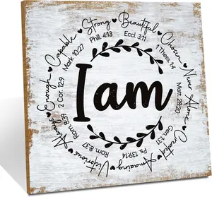 Inspirational Sign Rustic Desk Decor Decorative Christian Encouragement Religious Bible Verse Faith Decoration for Home Farmhouse Office Bathroom Table Shelf Counter Tiered Tray Plaque Sign