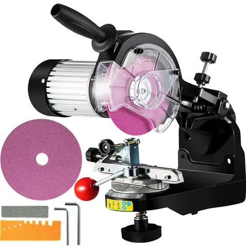 VEVOR Professional Electric Chainsaw Sharpener, 230W, 3000RPM Motor, Aluminum Grinding Wheel, Anti-Slip Handle, Multi-Angle Adjustment, Working Light for 1/4"-2/5" Chainsaw Blades - Ideal for Home Use