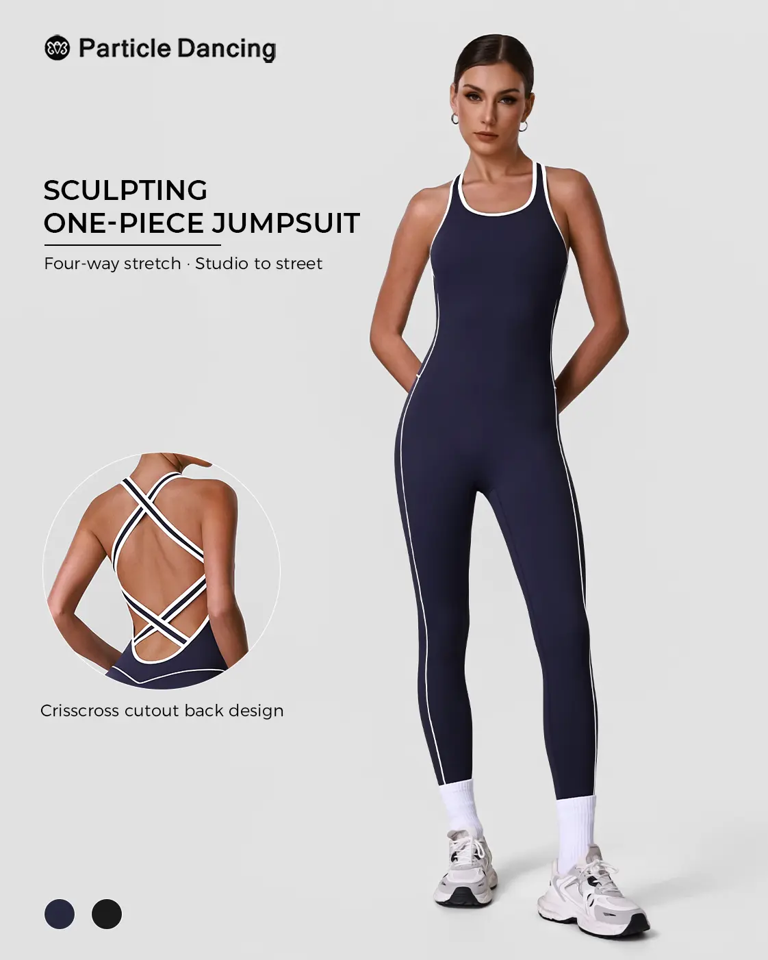Women’s One Piece Workout Jumpsuit, Open Cross Back Yoga Unitard, Full Length Sleeveless Activewear Bodysuit with Sculpting Fit, Stretch Workout Romper for Yoga, Pilates, Gym & Daily Wear