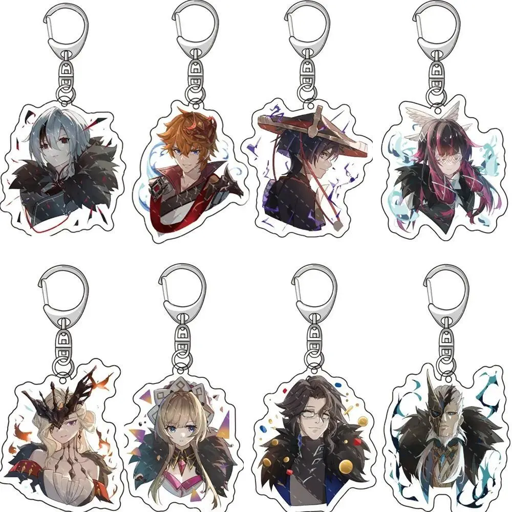 Anime Keychain Yuanshen Scaramouche Capitano Colombina Pantalone Arlecchino Key Ring Accessories Cute Bag Pendant Fan Gift