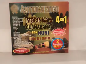 2 ampolletas gratis en ANTIDIABETICO con moringa, guabanaba y noni con uña de gato