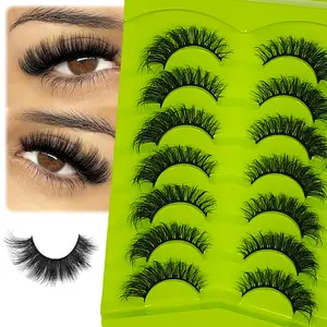 7 pairs of green explosive eyelashes, European and American curly thick style, comfortable to wear eyelashes, Cosmetic