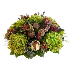 Forever Green The Diana: Natural Hydrangea in Classic Dough Bowl