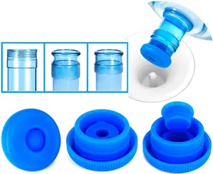 3 Pack Reusable Silicone Water Jug Caps | Non-Spill Replacement Lids for 3 & 5 Gallon Bottles | 55mm Anti-Splash Water Jug Plug & Spill-Proof Caps