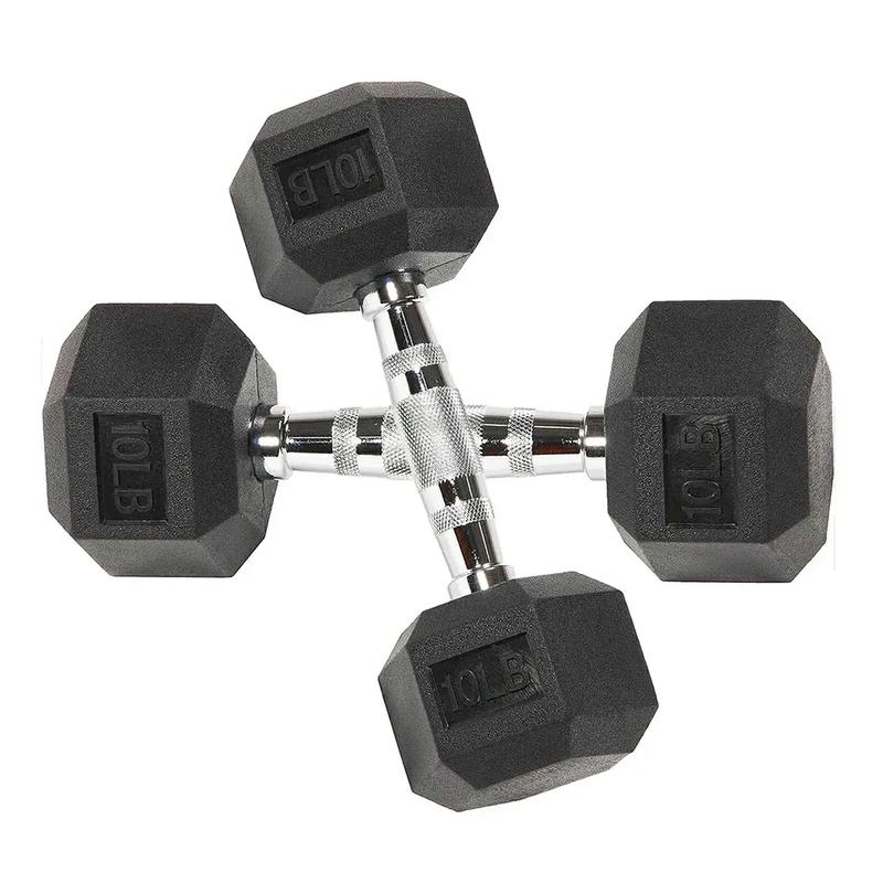 Ritkeep 10lb-45lb Six-sided Rubber Coated Hex Dumbbell rack Sets Weight Lifting Strength Training