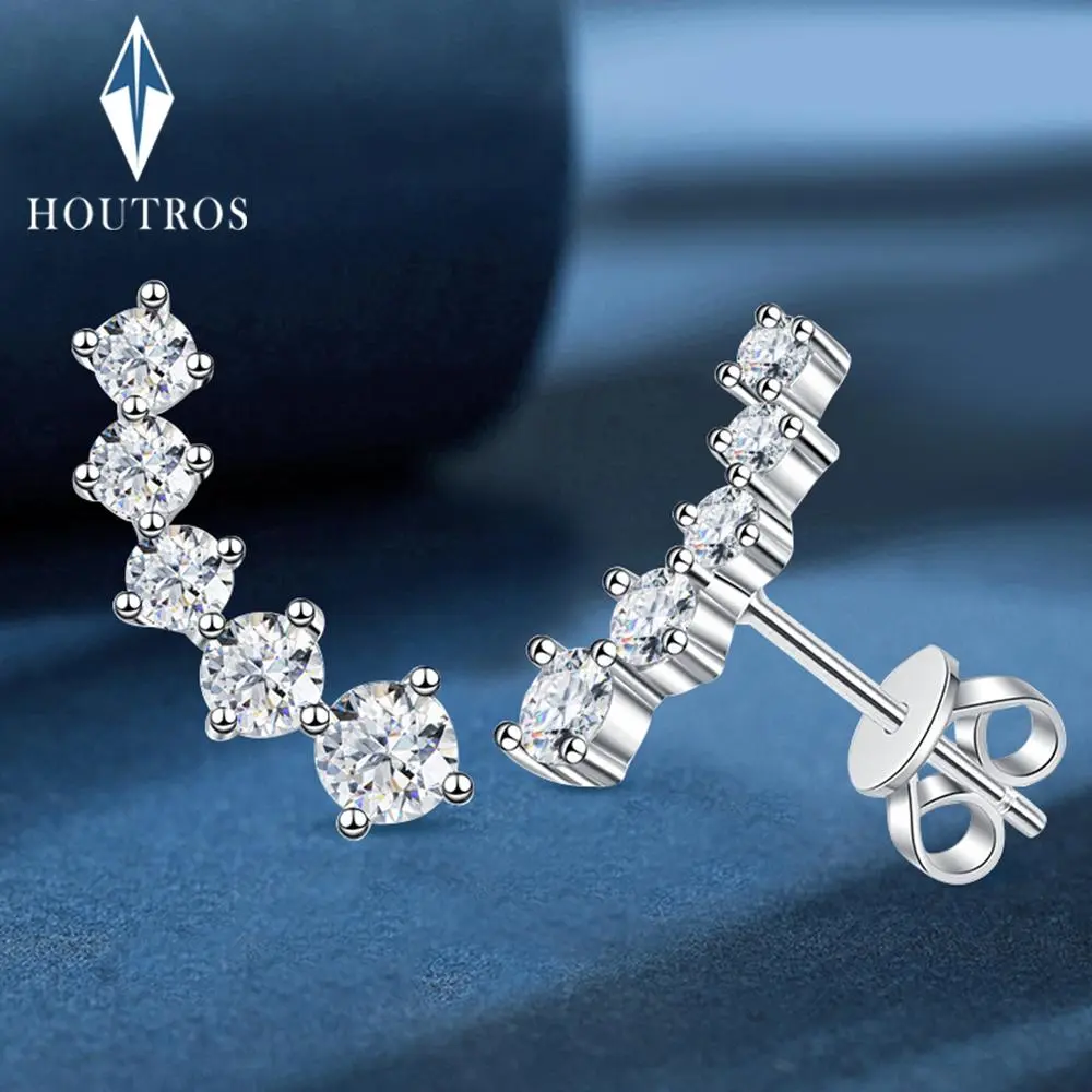 Women's 925 Sterling Silver VVS Moissanite Stud Earrings - GRA Certified D Color Elegant Shining 1*Pair Moissanite Studs Earrings, Fashion Jewelry Gift Set Bundle, Shining Earrings, 1*Pair Moissanite Earrings