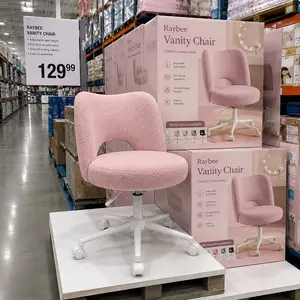 Raybee Vanity Swivel Chair with Backrest, Faux Fur Ultra-Plush Fleece, Silent Rolling Wheels, Height Adjustable Comfy Reading Chair Cute Armless Velvet Office Chairs for Girls Makeup Room Gift, Bedroom & Home Furniture #TikTokShopStockUp #SummerVibes