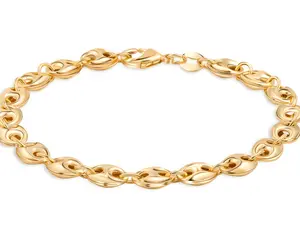 Barzel 18K Gold Plated Puff Mariner Bracelet, 7.5 Inches - Made In Brazil