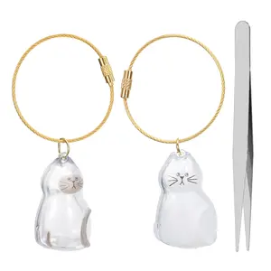 PETAXCELL Cat Hair Collector Keychain with Tweezers, Pet Hair Storage Box Locket Memory Ornament Charm Fur Keepsake Bottle, Intended for Bag Decor Key Holder