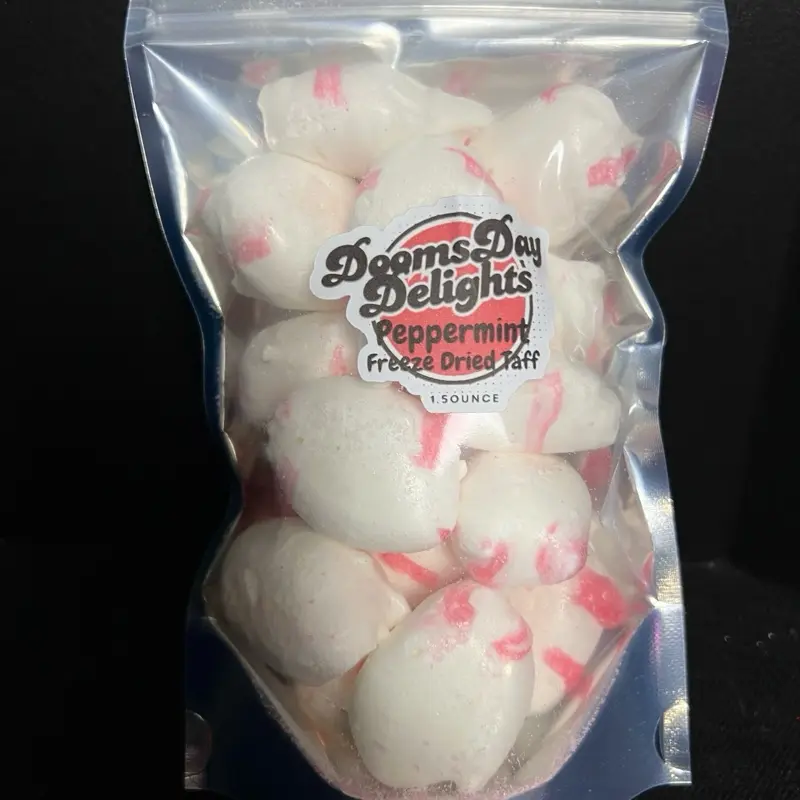 Freeze DRIED Peppermint CANDY Saltwater Taff Crunch 1.5 Ounces