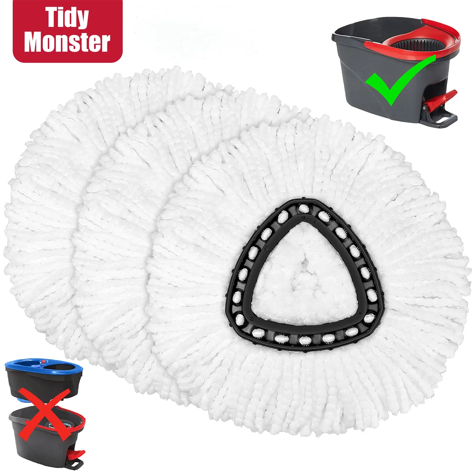 For O-Cedar EasyWring 1 Tank System Microfiber Spin Mop Heads Refills Spin Mop Replacements for Ocedar Mopping Deep Cleaning Car Wash Machine Washable