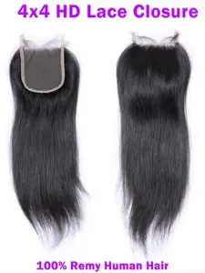 4x4 HD Transparent Lace Closure Straight Natural Black #1B 12''–20'' 100% Remy Human Hair wigs,Swiss HD Transparent TikTok Shop