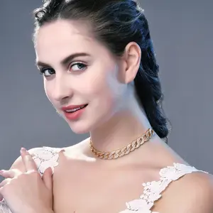 Cubic zirconia necklace with adjustable Bolo Link collar men's and women's daily jewelry
