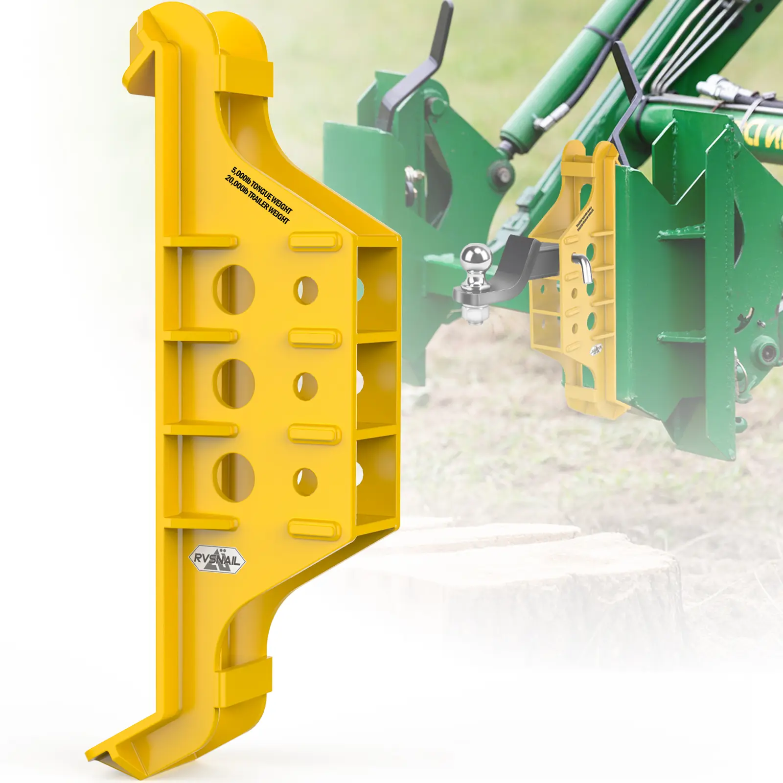 Heavy Duty Skid Steer Attachments, 2" Receiver Hitch 5,000/20,000 lbs Capacity with Quick Attach Plate for Skid Steers & Tractors, Fits Skid Steer Loaders Most & Tractors