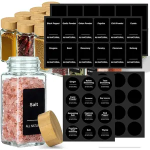 Preprinted Labels - Black  Stickers for Kitchen Dinning  Jars, Seasoning Labels for Kitchen Pantry Organization- 96 count (Jars NOT Included)