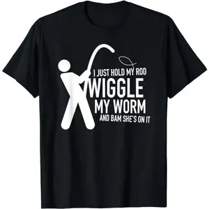 🎣🐟[Outdoor T-shirt][Graphic T-shirt][100% Cotton]Funny Fishing Humor Graphic T-Shirt – Dirty Joke Style Angler Tee, Unisex Casual Short Sleeve Crewneck, Soft Cotton Outdoor Shirt, Funny Gift for Fishermen, Fishing Lovers & Outdoor Enthusiasts