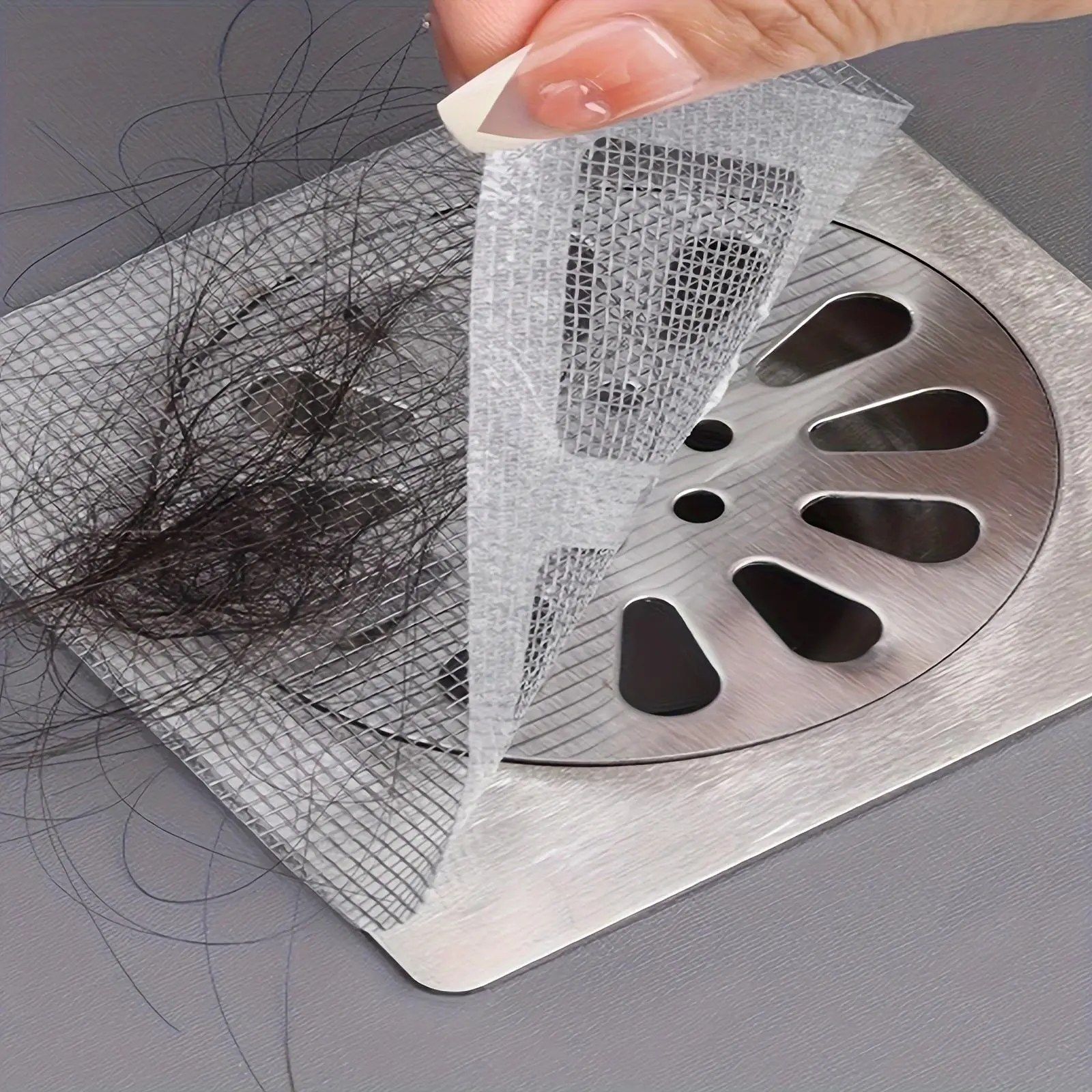 50Pack Disposable Shower Drain Hair Catcher, Disposable Drain Strainers, Shower Drain Covers, Floor Drain Filter Mesh Stickers, Hair Stopper, Disposable Shower Hair Catcher For Shower, Kitchen, Laundry Room - Prevents Hair, Dirt, And Debris