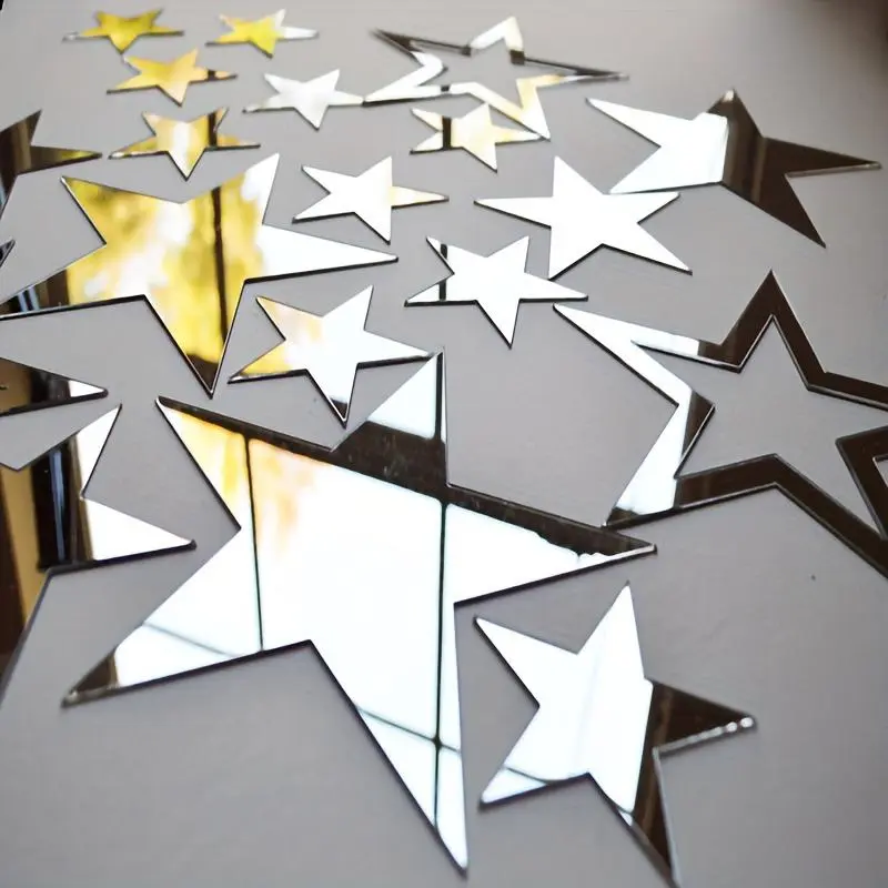 Star Shaped Acrylic Mirror Wall Decals, Decorative Wall Sticker, 19pcs/set Self-adhesive Wall Mirror, Wall Decor for Home Bedroom Living Room, Decoration, Decoration Items, Wall Stickers Decorations