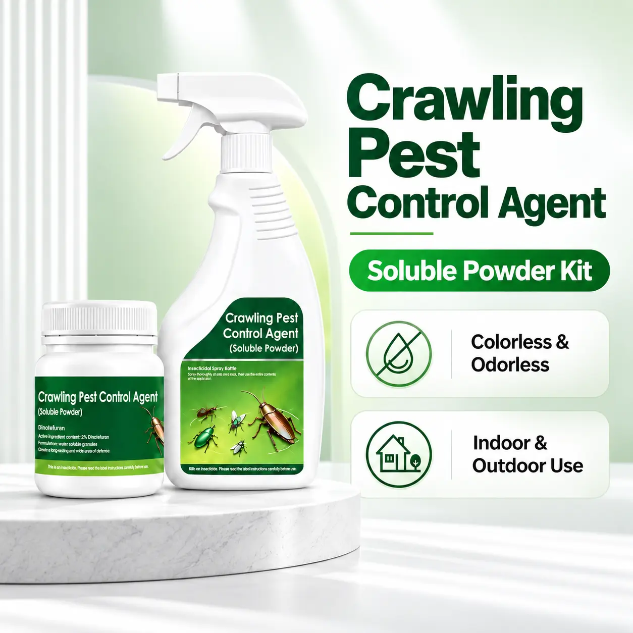 Household Pest Control Kit – 1 set, effective against cockroaches, ants, spiders, bedbugs, and over 40 types of pests; suitable for walls and windows; indoor/outdoor use; safe for pets and family (follow instructions); odorless protective layer; can be mi