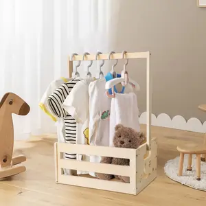 Baby Clothes Hanger Organizer Rack, Wooden Infant Clothing Storage Box, Baby Room Nursery Display Shelf, Home Interior