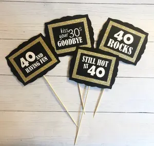 40th Birthday Party Decorations, Party Table Centerpieces, 40th Birthday Floral Picks