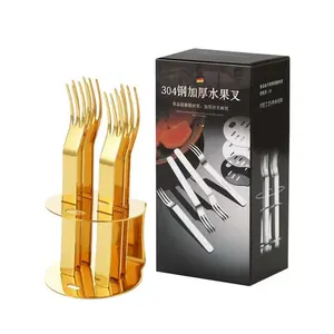 304 Stainless Steel Fruit Fork Set, Creative Dessert Cake Mooncake Forks 7-Piece Cutlery, Stylish Modern Kitchen Utensils for Parties Recipes Tableware