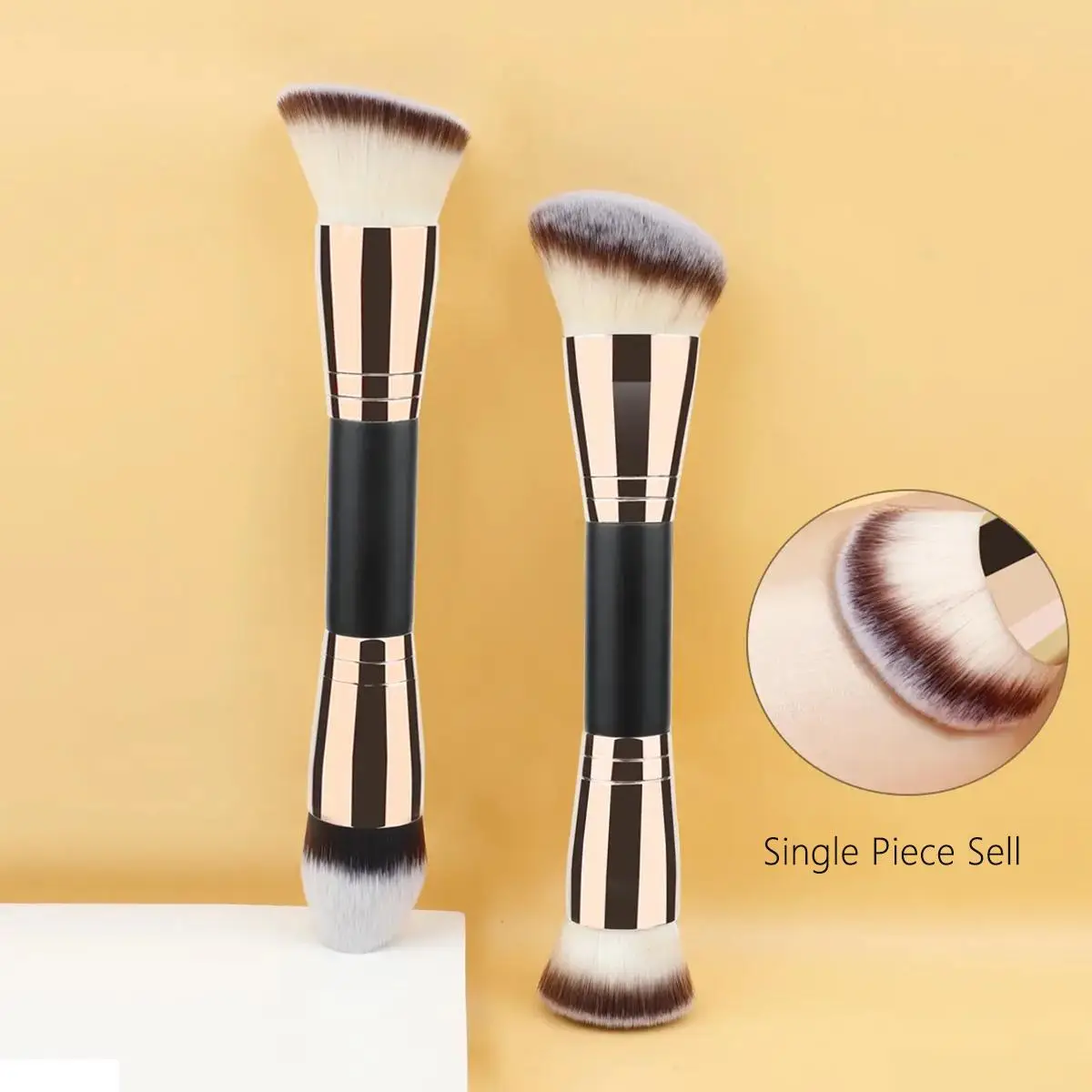 2 In 1 Multi-function Makeup Brush, Flat Top Foundation Brushes & Oblique Head Blush Brushes, Professional Makeup Tools For Women