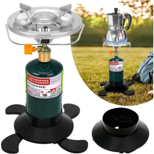 Camping Stove Propane Burner, Portable Camp Stove with Foldable Gas Tank Base, Adjustable Flame Backpacking Cooker for Camping, Small Single Burner Propane Stoves Kit for Hiking Tent Outdoor Cooking