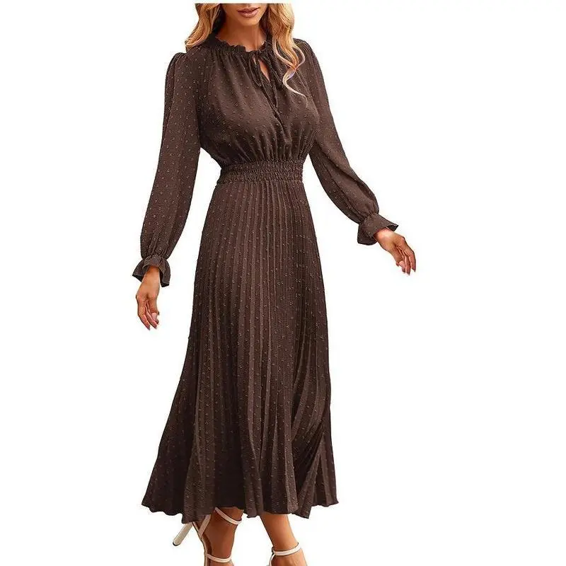 Women's 2025 Spring Fall Midi Dress Casual Long Sleeve V Neck Swiss Dot Pleated A Line Flowy Dresses - TikTok Shop Women's 2025 Spring Fall Midi Dress Casual Long Sleeve V Neck Swiss Dot Pleated A Line Flowy Dresses - TikTok Shop