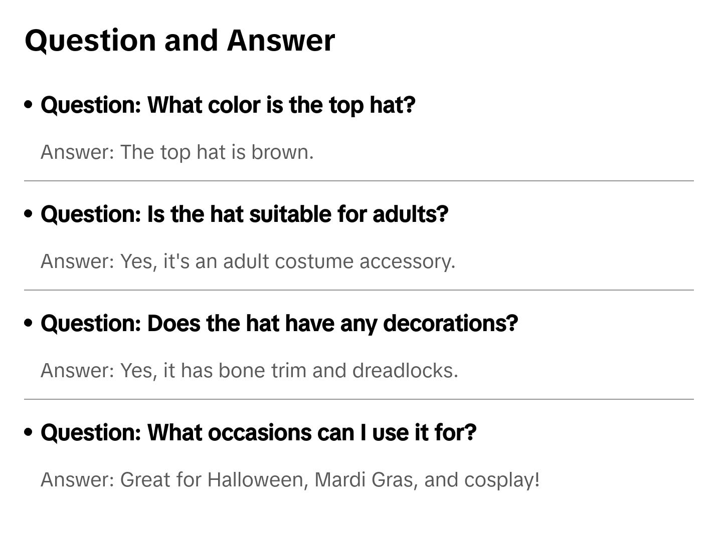 Witch Doctor - VooDoo King Top Hat - Bones Dreads - Costume Accessory - Adult