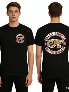 Men's Hell Angels Brotherhood Gildan T-Shirt, Thick Casual Tee, Durable and Comfortable Design, Perfect Gift Choice