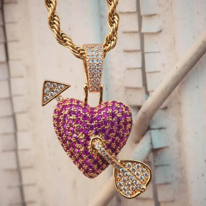 Purple Cupids Heart Necklace