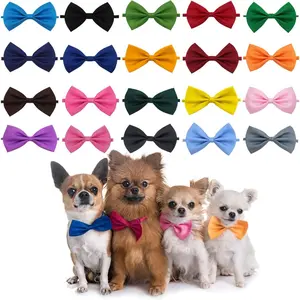20PCS Pet Dog Bow Ties Collar Adjustable Cat Bow Ties Neck Bows Bulk Pet Bowties Pet Collars Accessories for Small Medium Dog Cat Pets Christmas Birthday Holiday Photography
