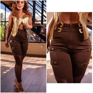 Leggins Correa transparencia cafe