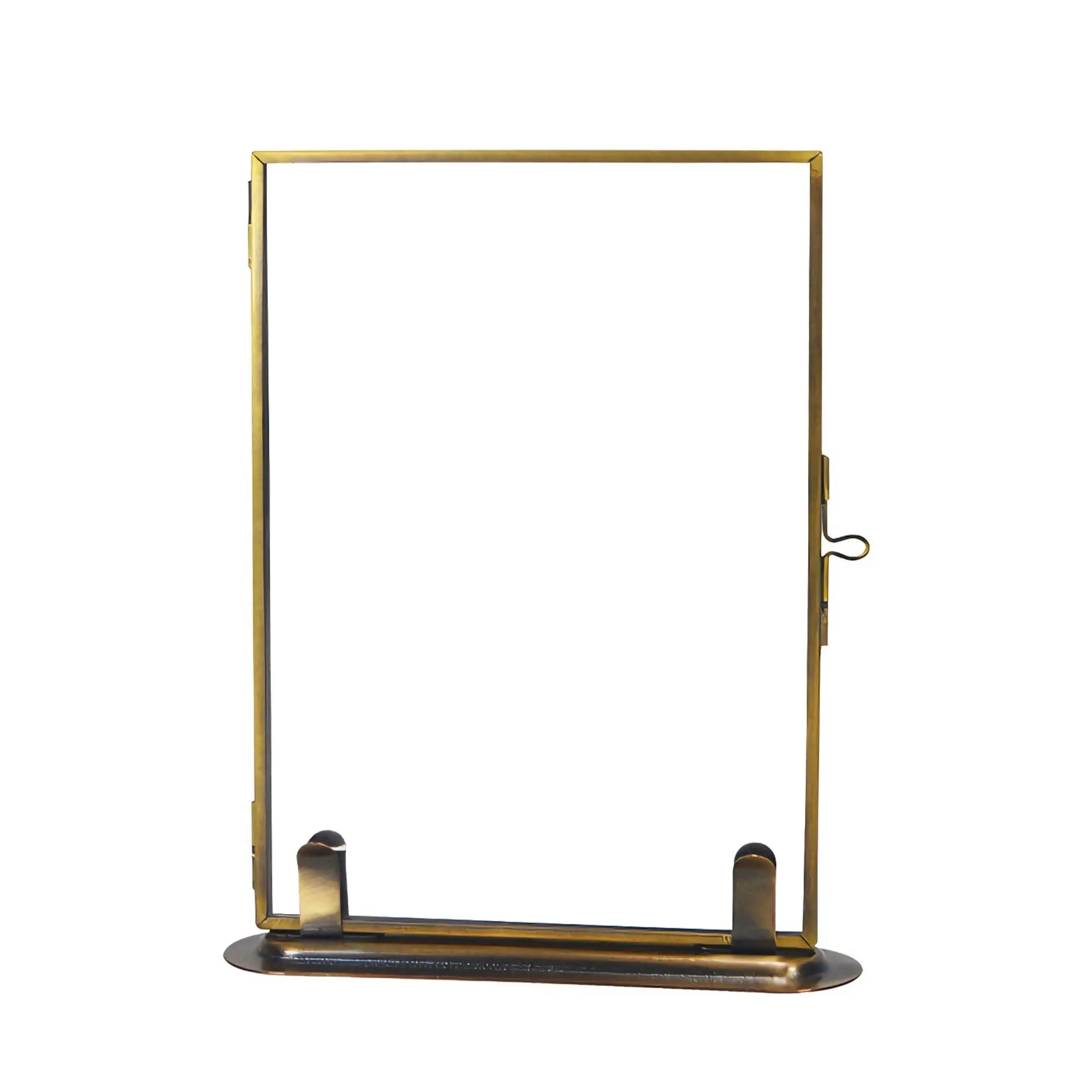 GARVEE Vintage Brass Picture Frame, Large Size 5.5×1.6×7.1 Inch (140×40×180mm), Floating Design with Double-Layer Clear Glass, Solid Brass Base, Easy to Use, Perfect for Home Decoration, Party Table Centerpiece & Gift