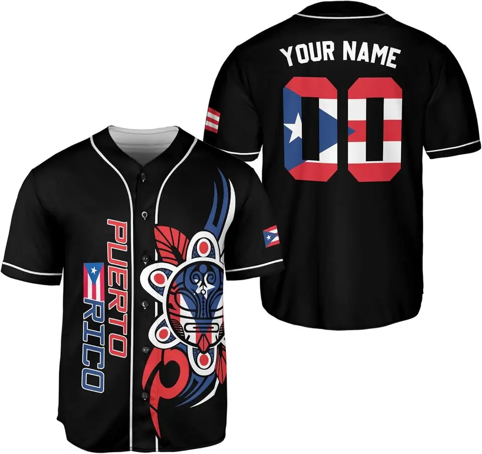 Puerto Rico Baseball Jersey Custom Name & Number – Personalized Boricua Pride Shirt for Men